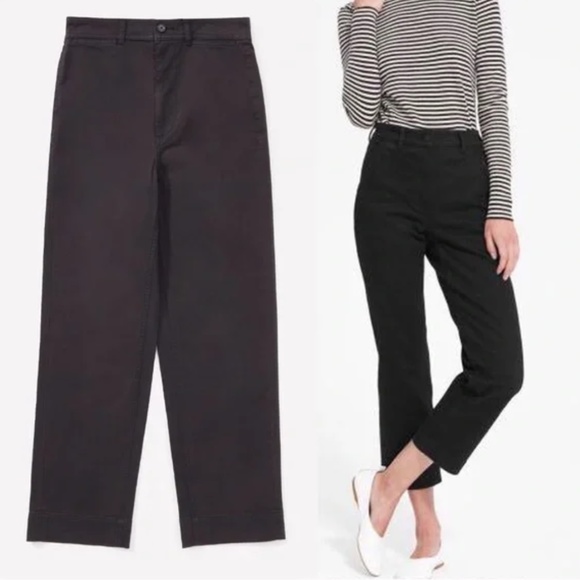 Everlane pants Lightweight Straight-Leg Crop in black S size 4 High Rise 28" - Picture 2 of 8